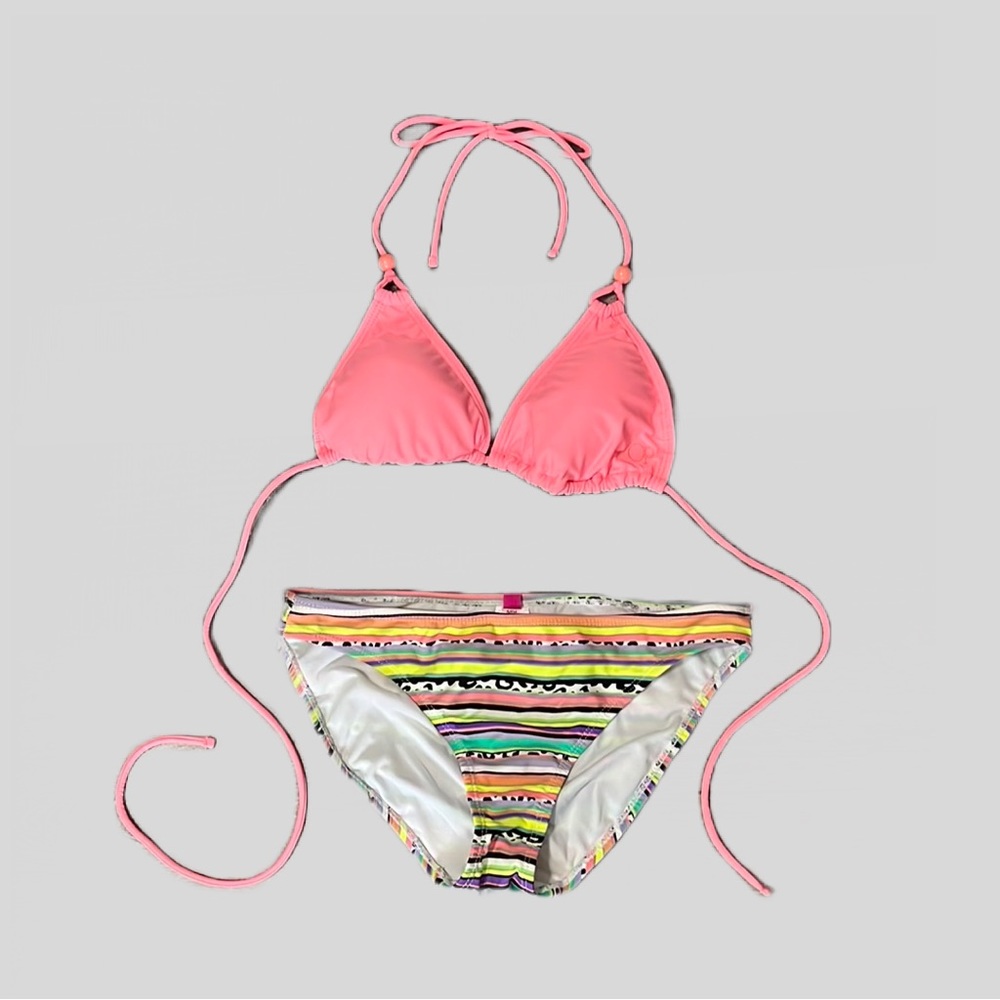 Like New Op Neon Pink & Boho Print Bikini Women’s Sz Sm Bottoms Sz Med Top